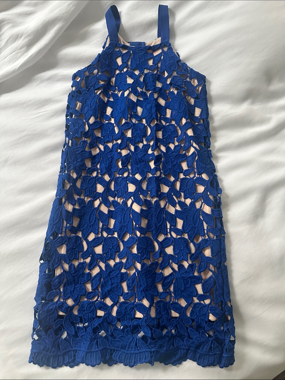 GB girls Royal Blue Floral Crochet Overlay Formal Dress